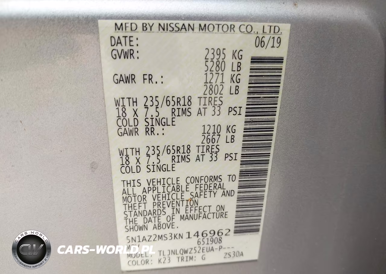 2019 Nissan Murano Sv VIN:5N1AZ2MS3KN146962 - 9