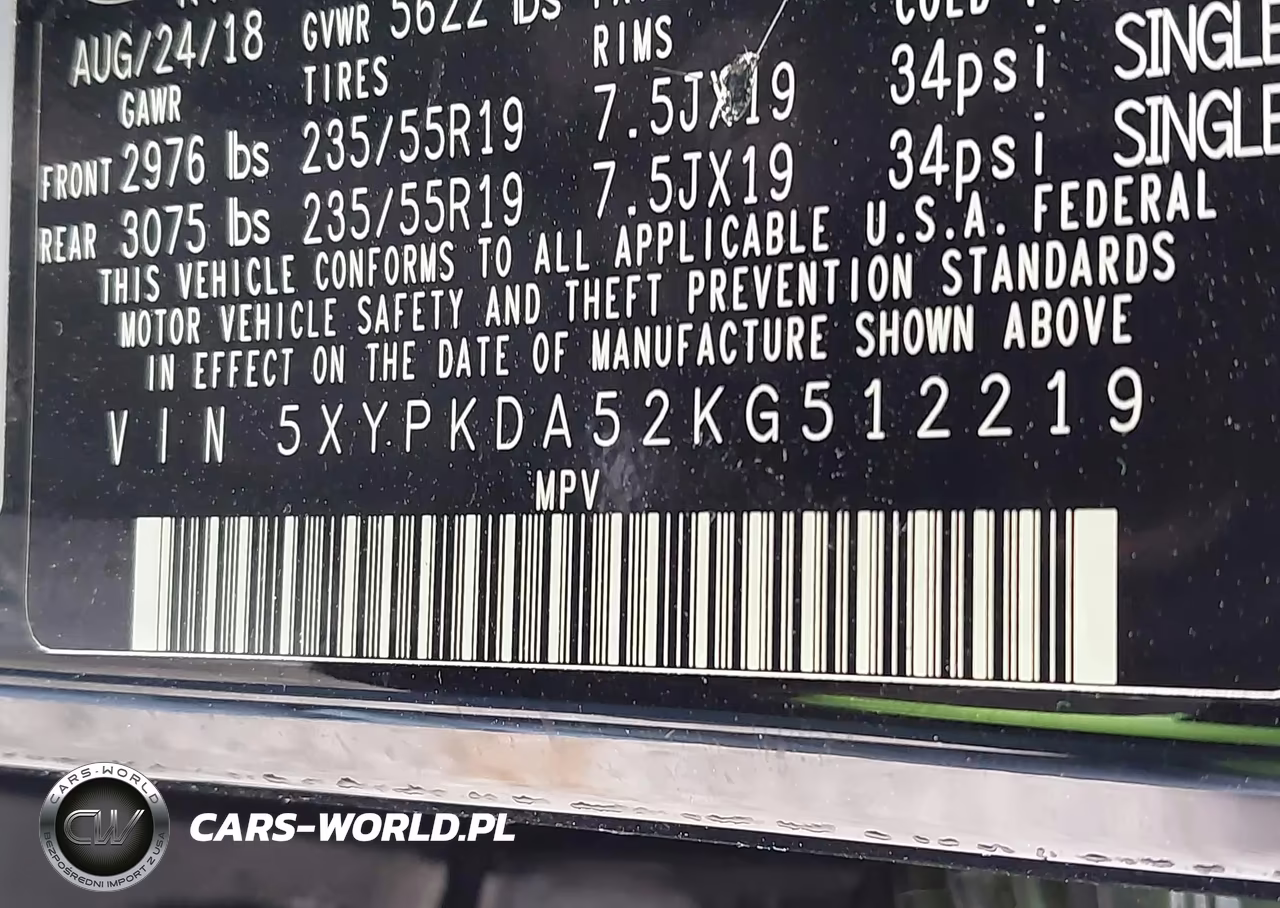 2019 Kia Sorento 3.3L Sx VIN:5XYPKDA52KG512219 - 9