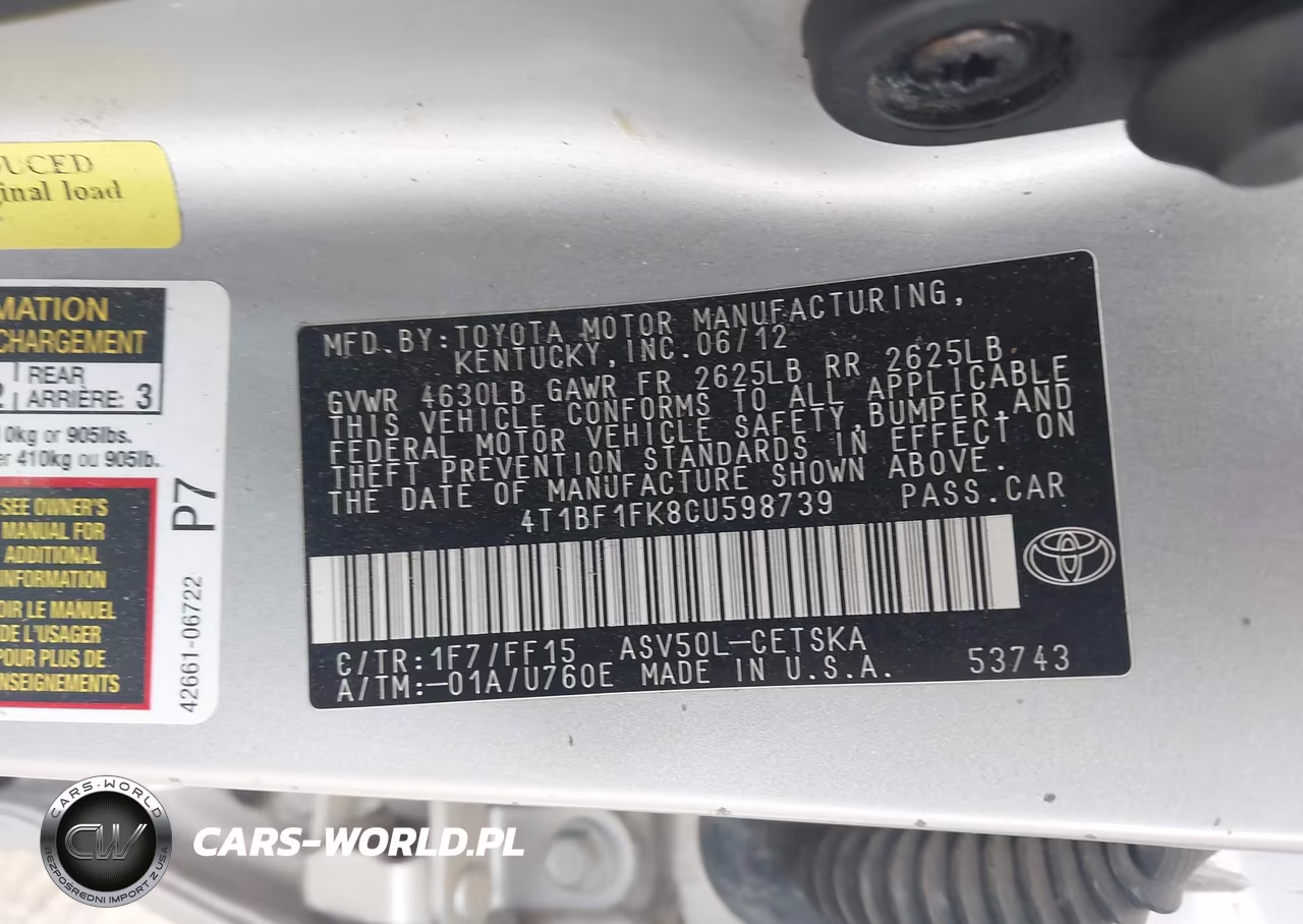 2012 Toyota Camry Se VIN:4T1BF1FK8CU598739 - 9