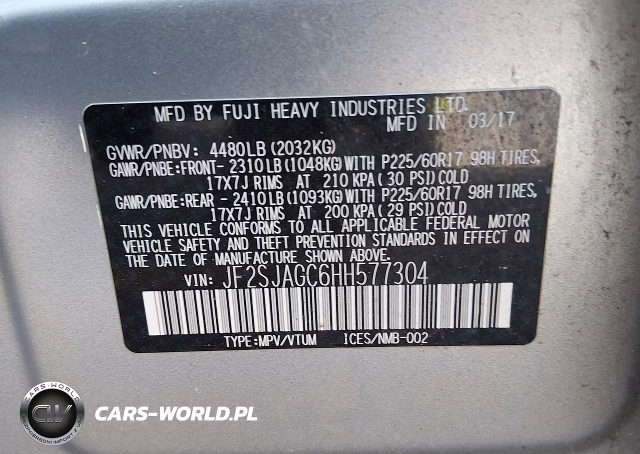 2017 Subaru Forester 2.5I Premium VIN:JF2SJAGC6HH577304 - 9