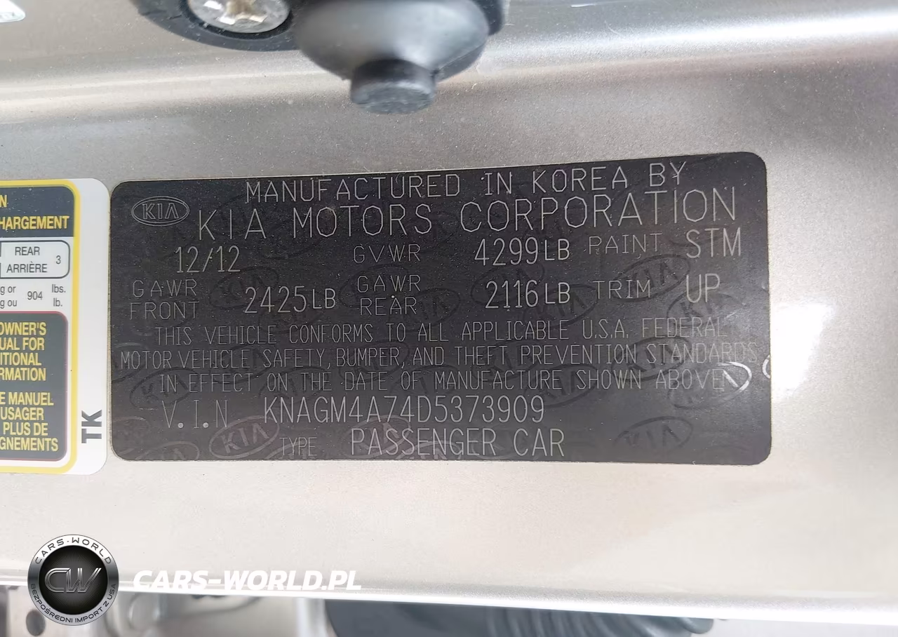 2013 Kia Optima Lx VIN:KNAGM4A74D5373909 - 9
