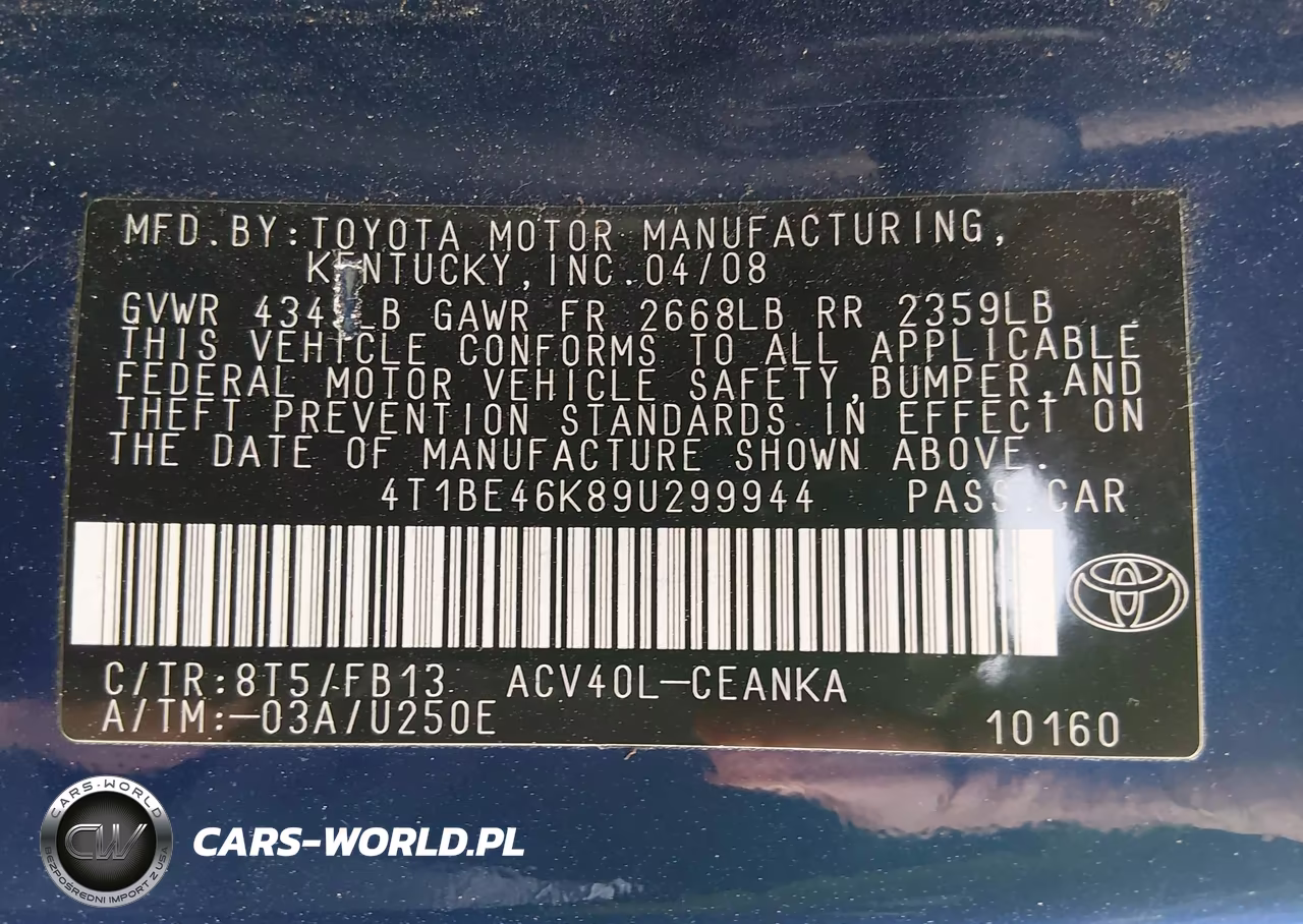 2009 Toyota Camry Le VIN:4T1BE46K89U299944 - 9