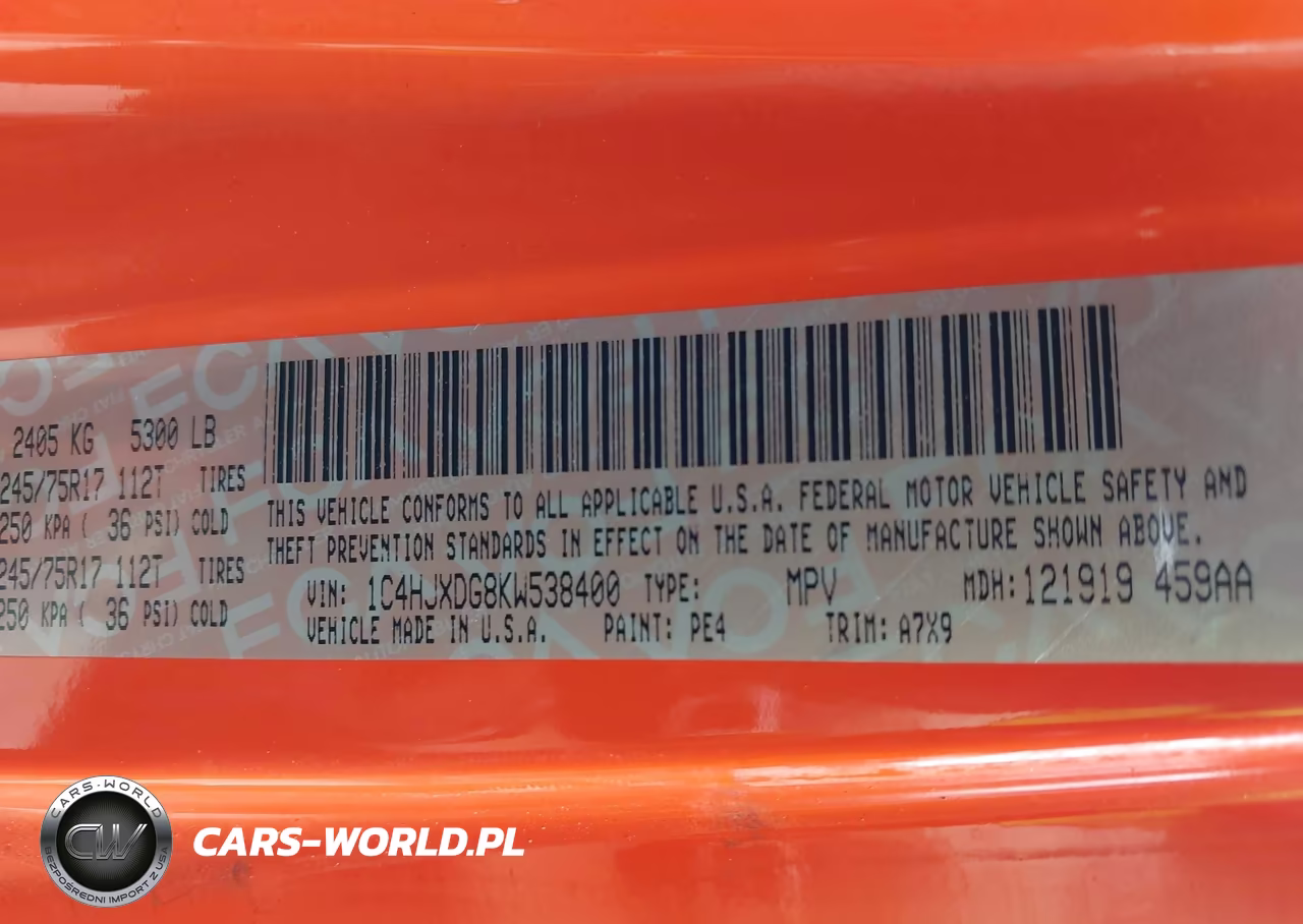 2019 Jeep Wrangler Unlimited Sport S 4X4 VIN:1C4HJXDG8KW538400 - 9