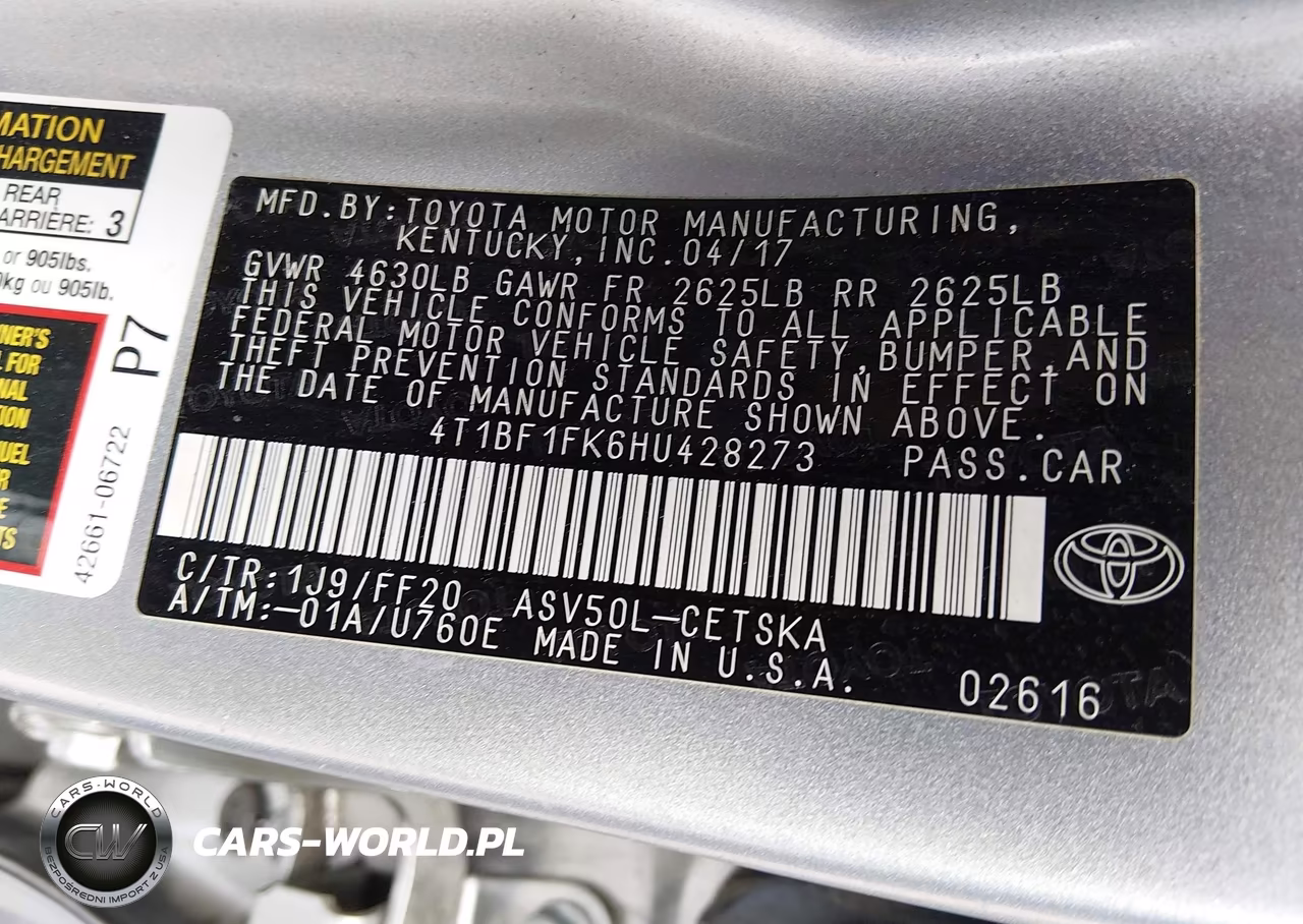 2017 Toyota Camry Se VIN:4T1BF1FK6HU428273 - 9