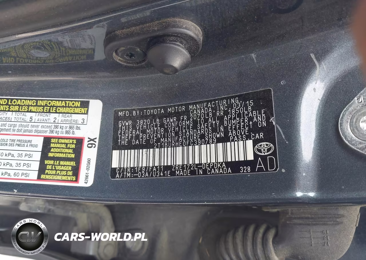 2015 Toyota Corolla L VIN:2T1BURHE0FC390789 - 9