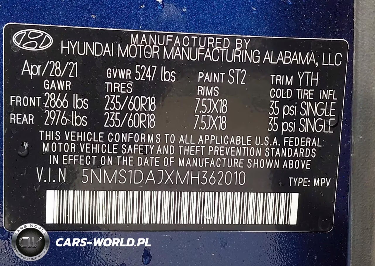 2021 Hyundai Santa Fe Se VIN:5NMS1DAJXMH362010 - 9