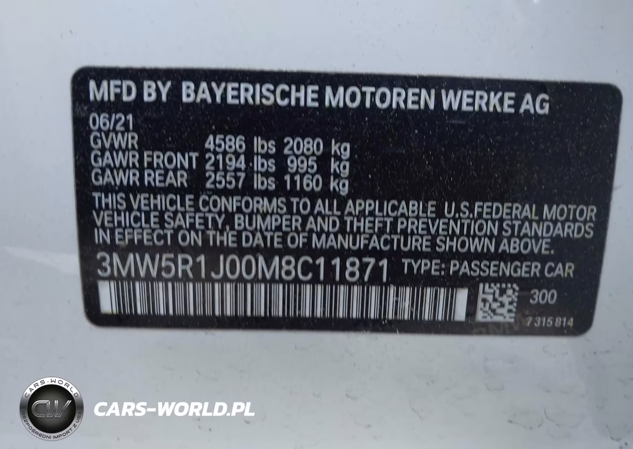 2021 BMW 330I VIN:3MW5R1J00M8C11871 - 9
