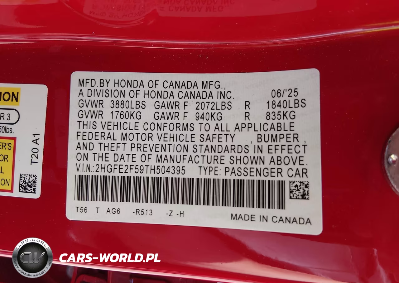 2026 Honda Civic Sport VIN:2HGFE2F59TH504395 - 9