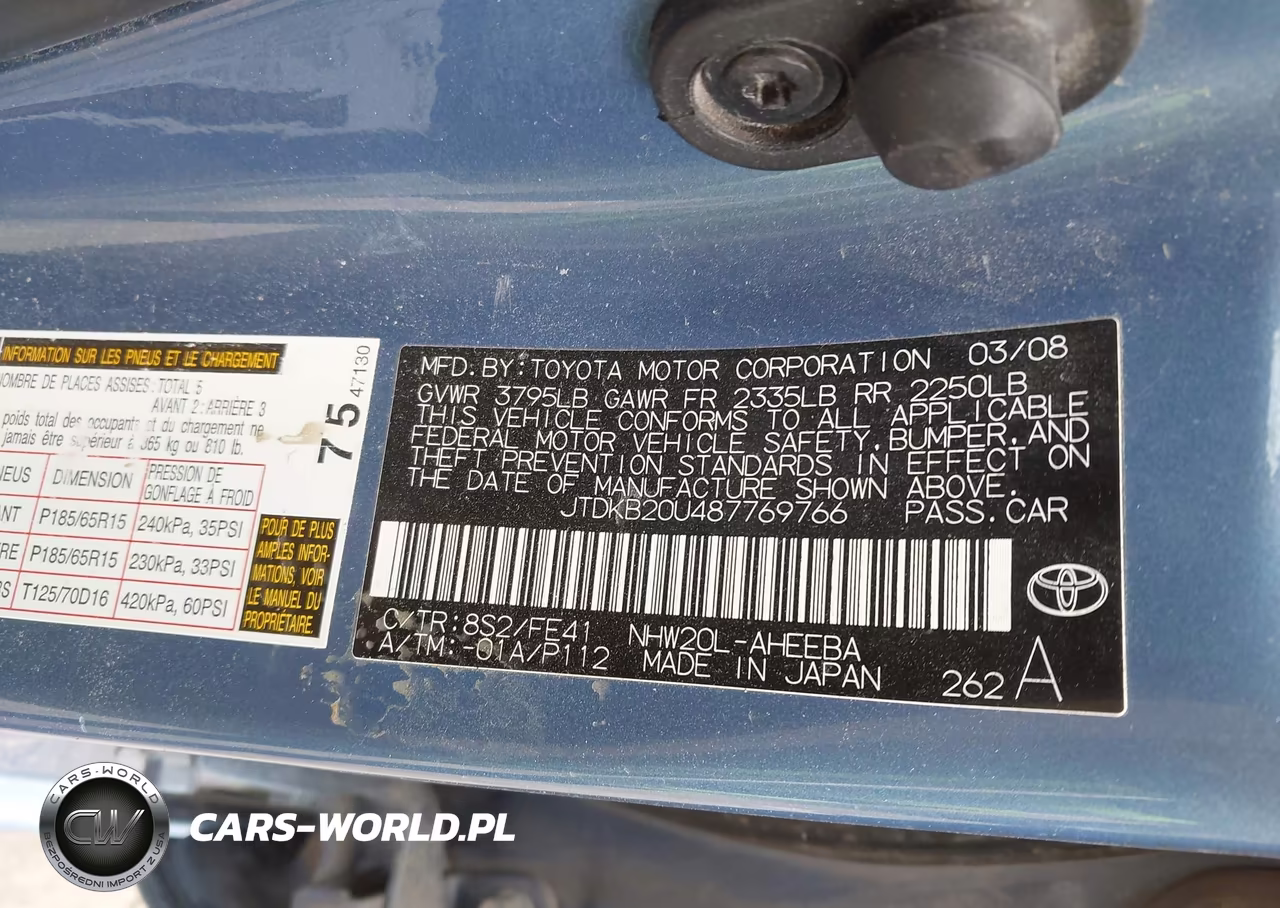 2008 Toyota Prius VIN:JTDKB20U487769766 - 9