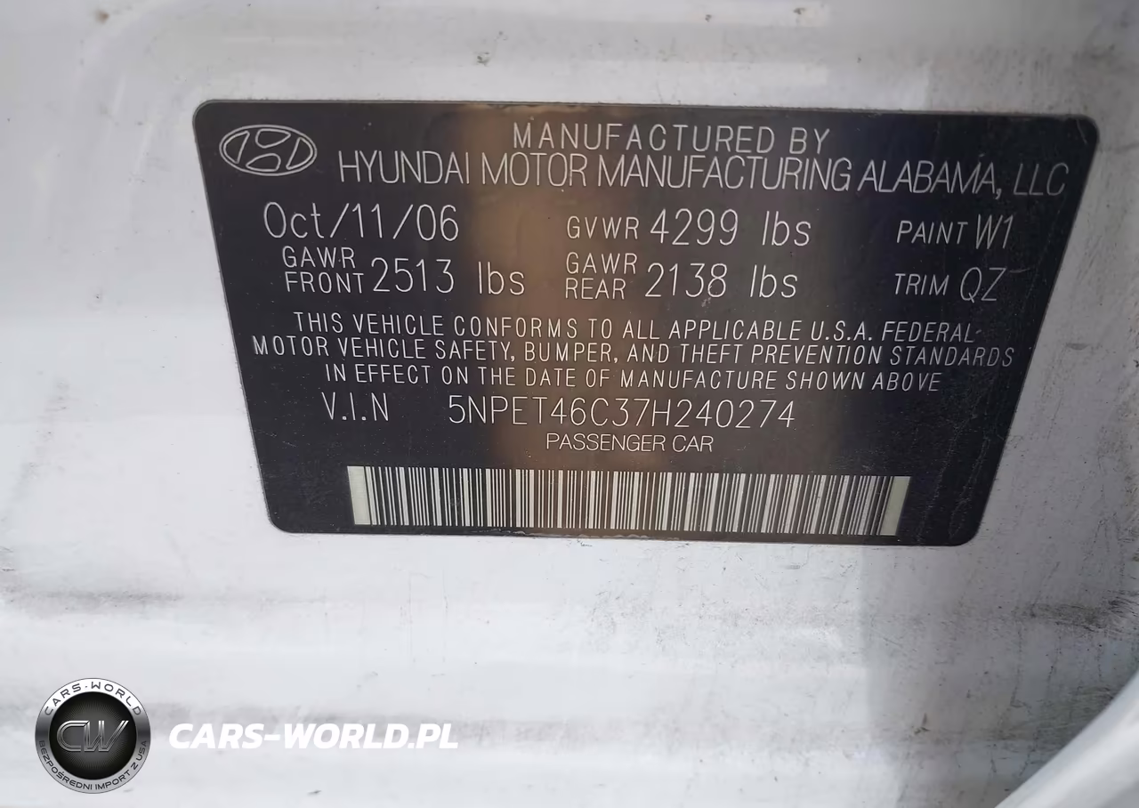 2007 Hyundai Sonata Gls VIN:5NPET46C37H240274 - 9