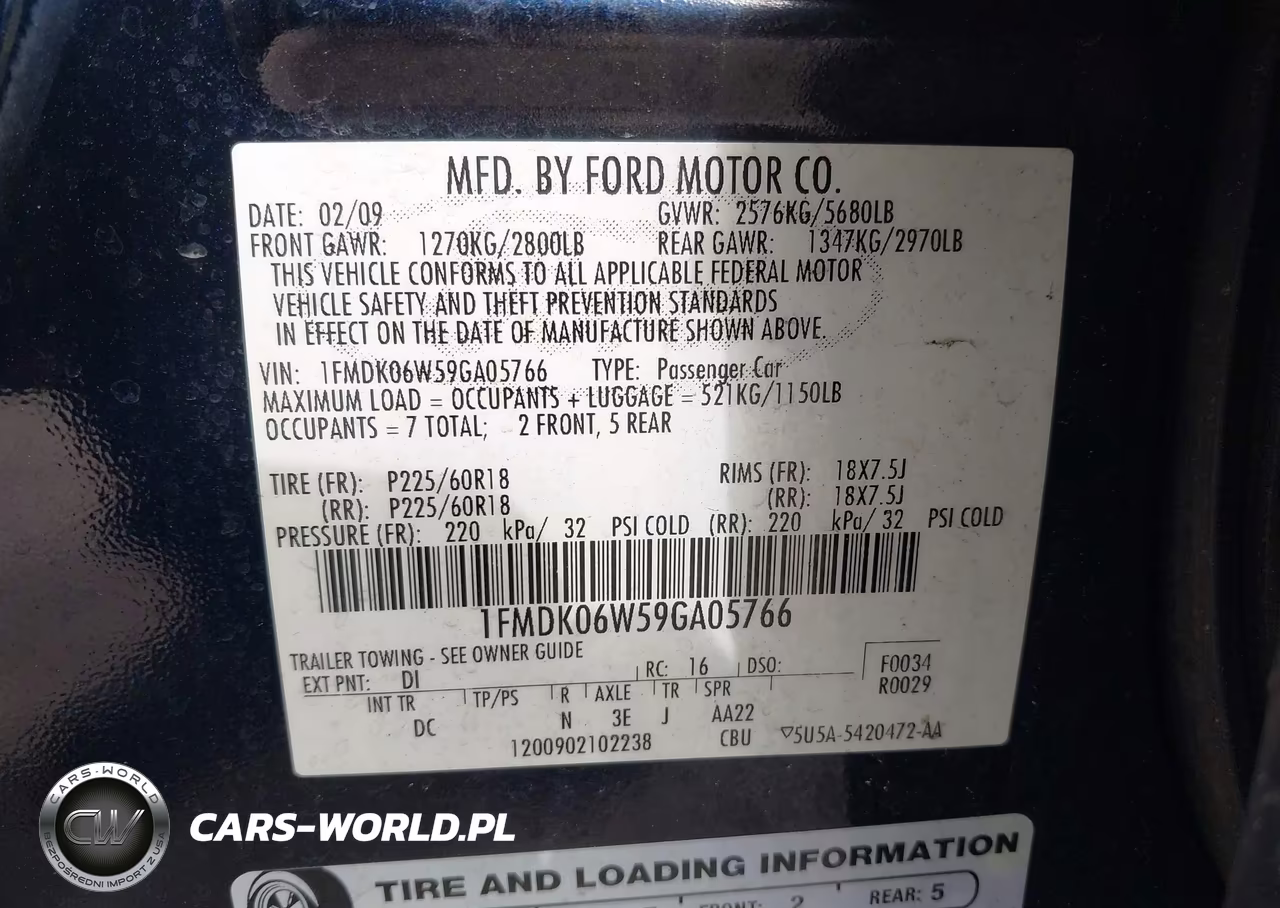 2009 Ford Taurus X Limited VIN:1FMDK06W59GA05766 - 9