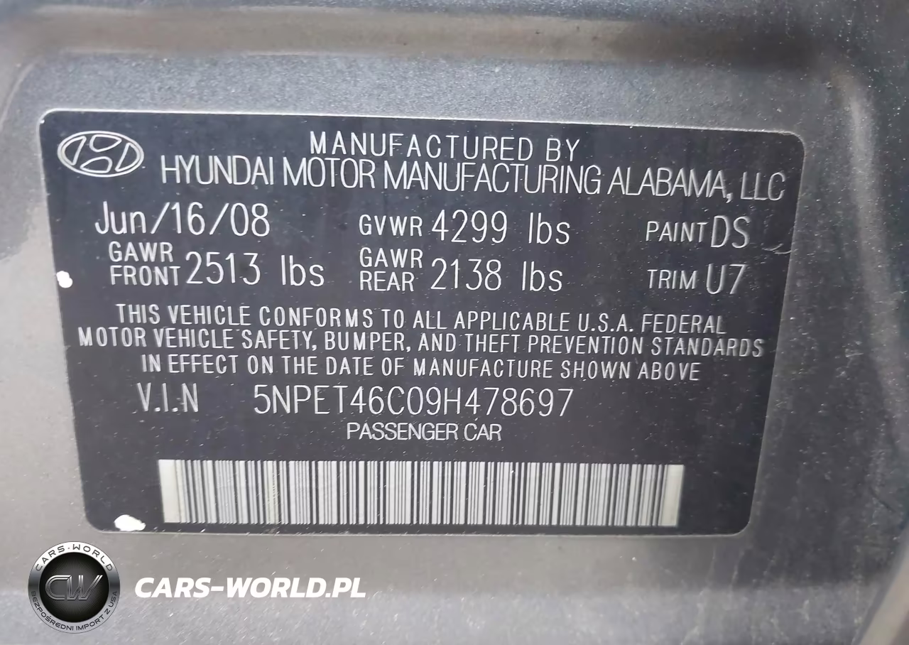2009 Hyundai Sonata Gls VIN:5NPET46C09H478697 - 9