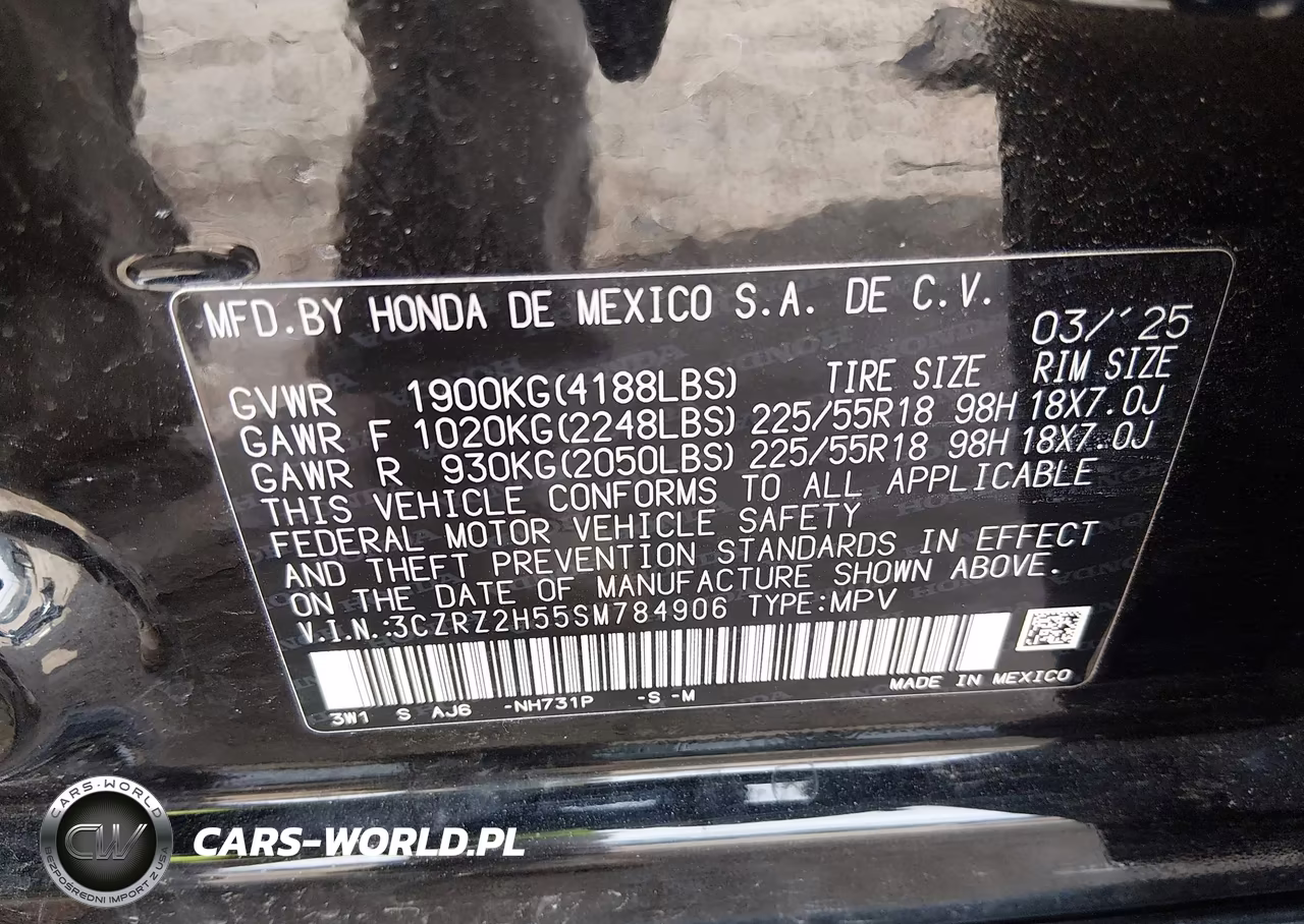 2025 Honda Hr-V Awd Sport VIN:3CZRZ2H55SM784906 - 9