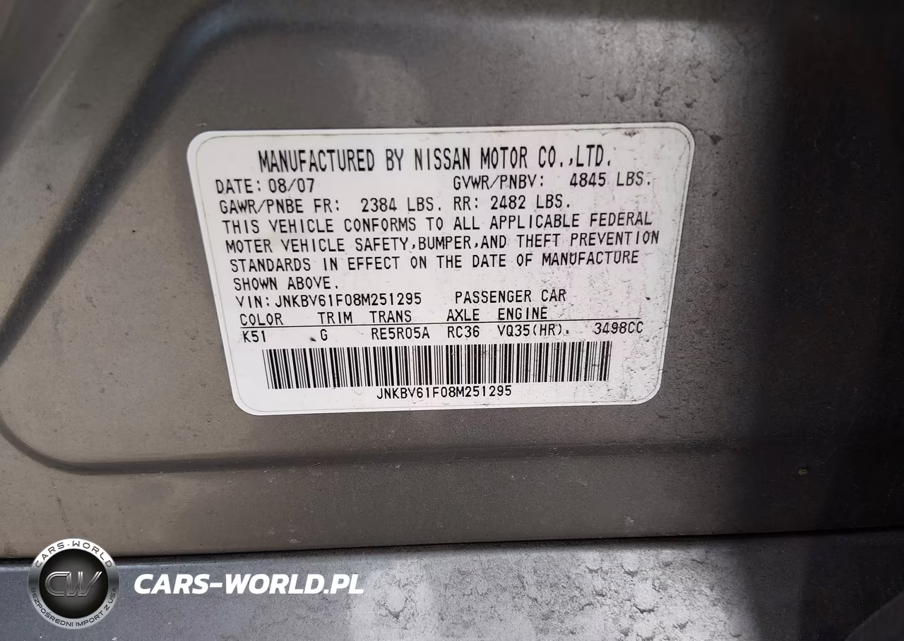2008 Infiniti G35X VIN:JNKBV61F08M251295 - 9