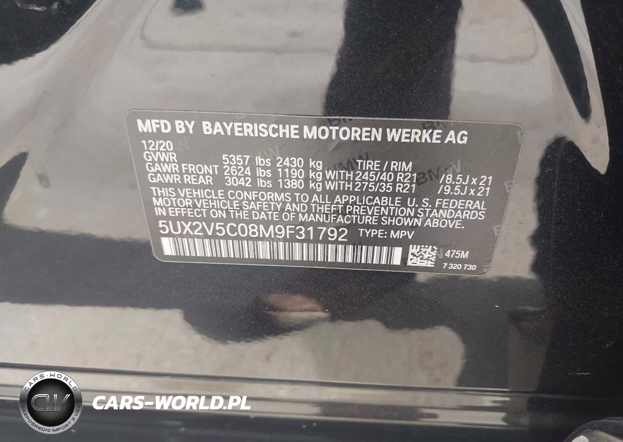 2021 BMW X4 M40I VIN:5UX2V5C08M9F31792 - 9