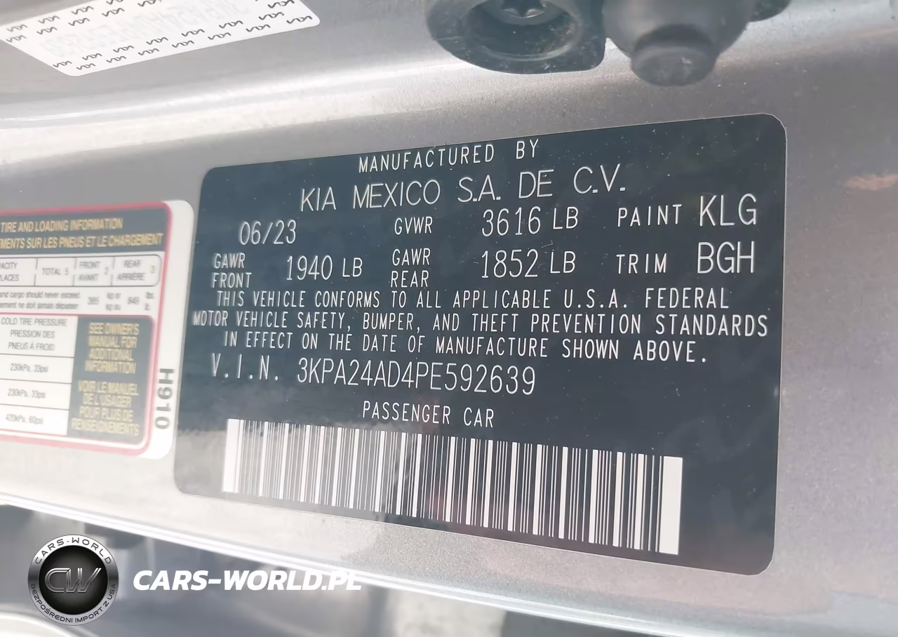 2023 Kia Rio S VIN:3KPA24AD4PE592639 - 9