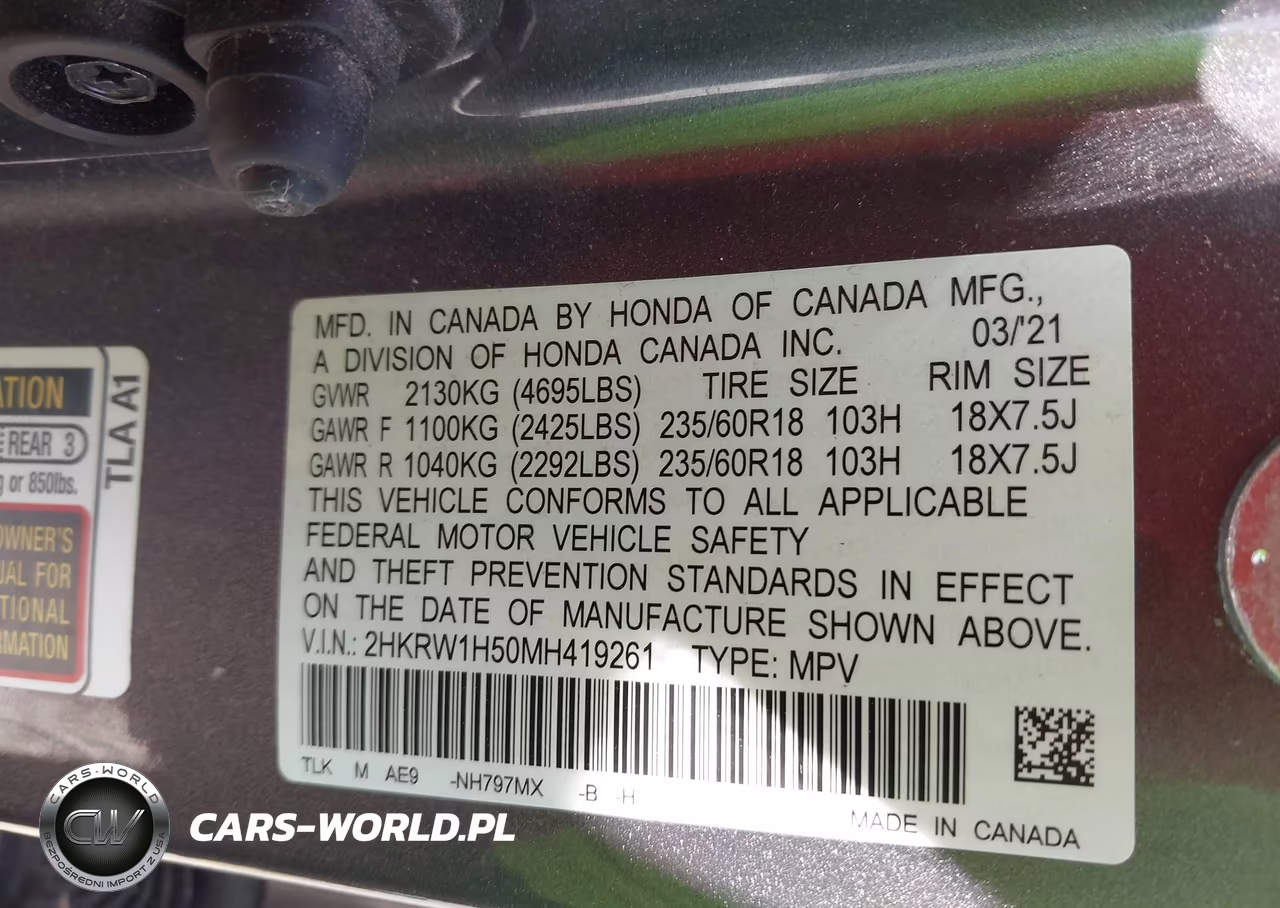 2021 Honda Cr-V 2Wd Ex VIN:2HKRW1H50MH419261 - 9
