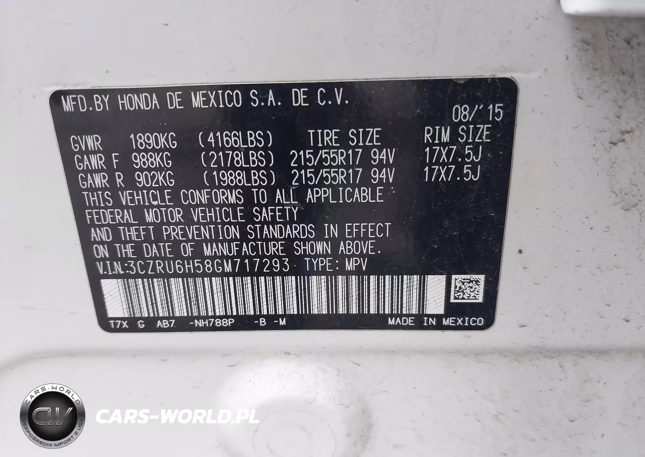 2016 Honda Hr-V Ex VIN:3CZRU6H58GM717293 - 9