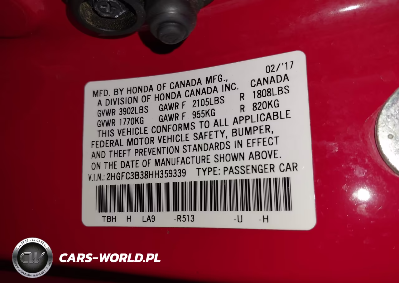 2017 Honda Civic Ex-T VIN:2HGFC3B38HH359339 - 9
