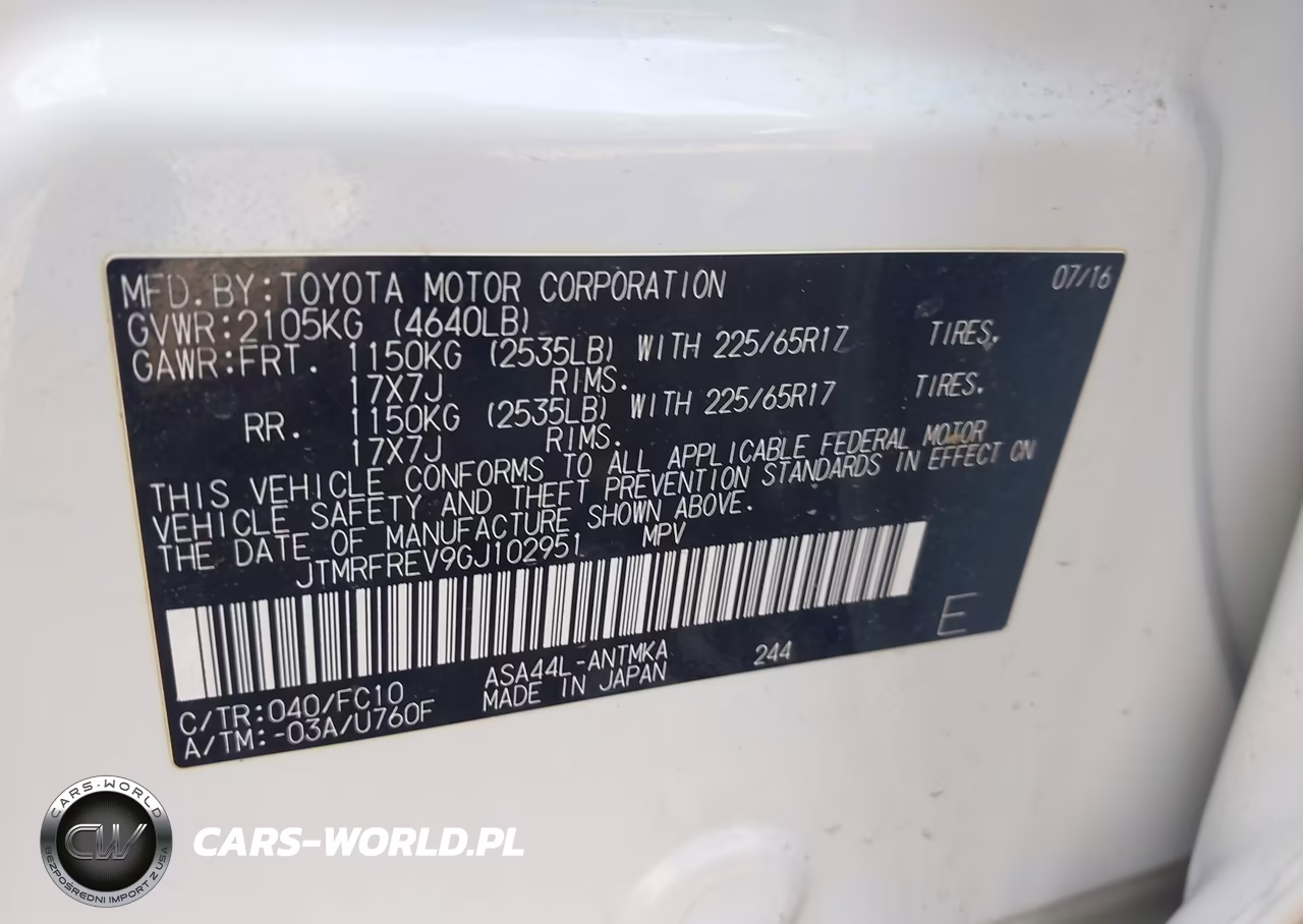 2016 Toyota Rav4 Xle VIN:JTMRFREV9GJ102951 - 9