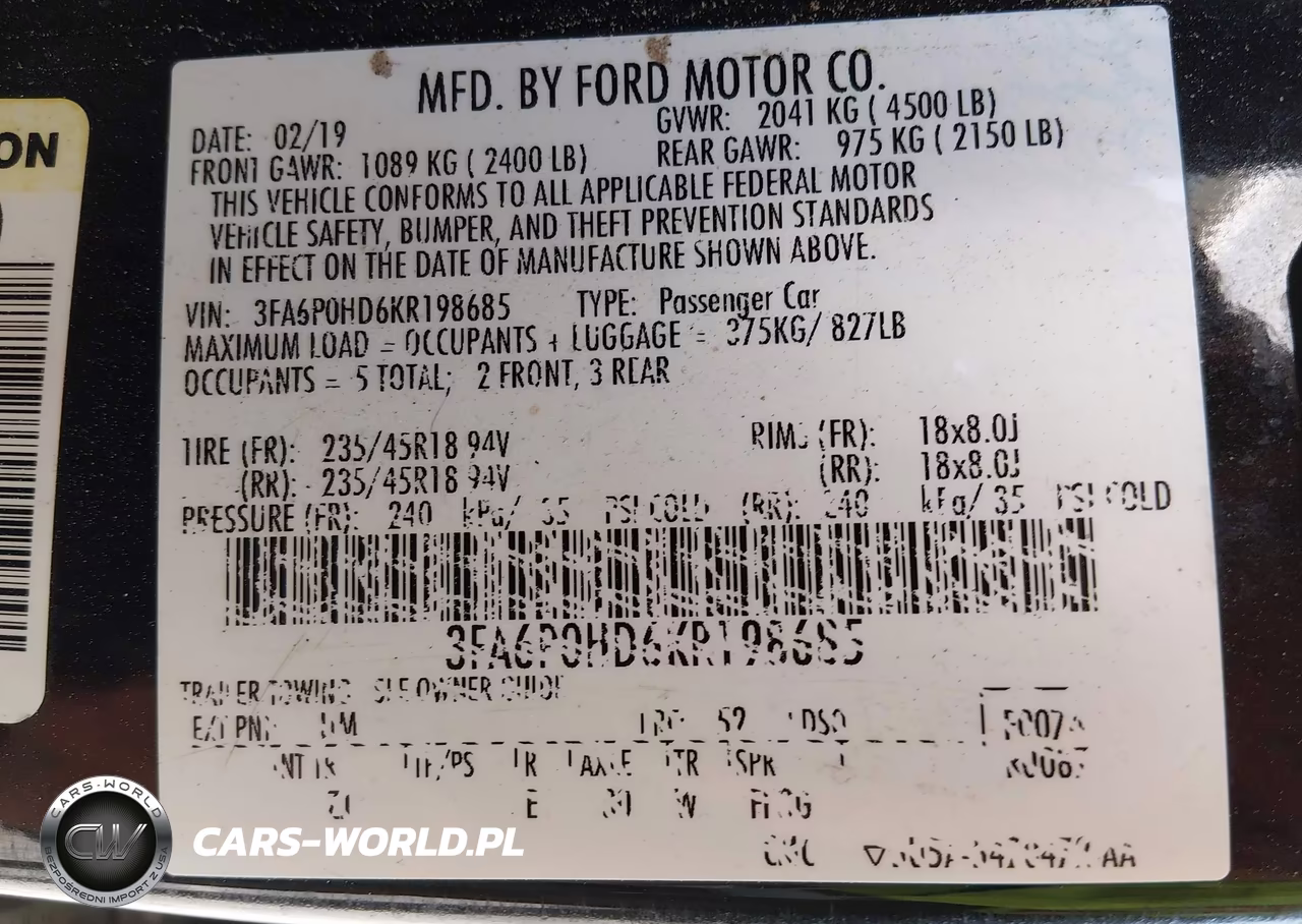 2019 Ford Fusion Se VIN:3FA6P0HD6KR198685 - 9