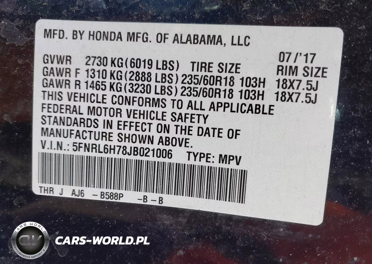 2018 Honda Odyssey Ex-L VIN:5FNRL6H78JB021006 - 9