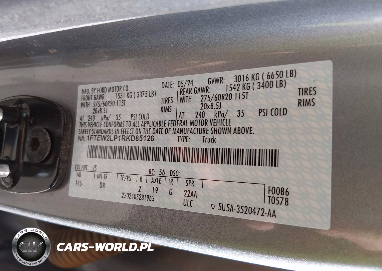 2024 Ford F-150 Stx VIN:1FTEW2LP1RKD85126 - 9