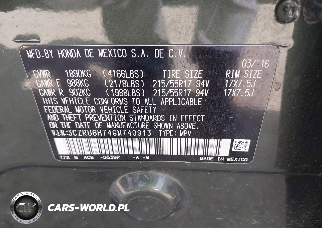 2016 Honda Hr-V Ex-L VIN:3CZRU6H74GM740913 - 9