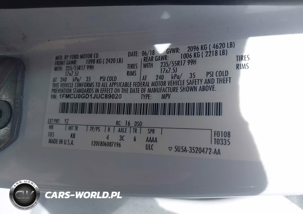 2018 Ford Escape Se VIN:1FMCU0GD1JUC89020 - 9