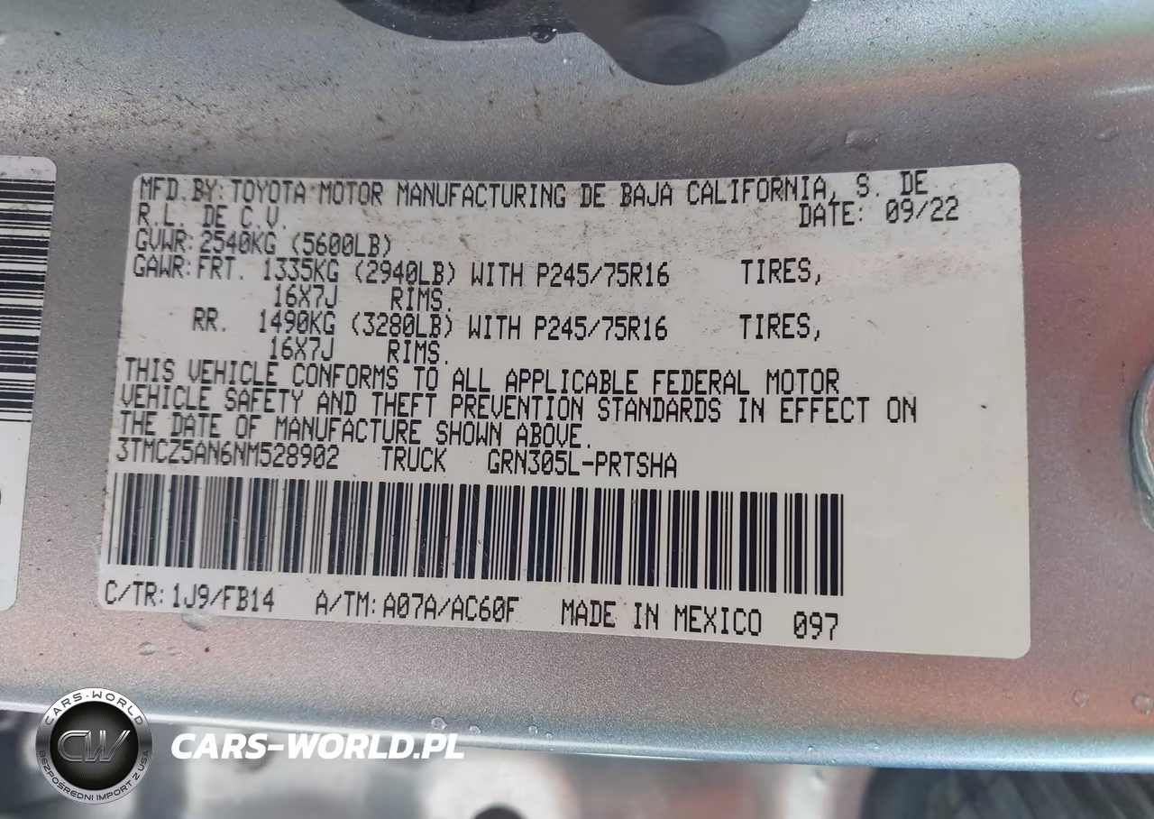 2022 Toyota Tacoma Sr V6 VIN:3TMCZ5AN6NM528902 - 9