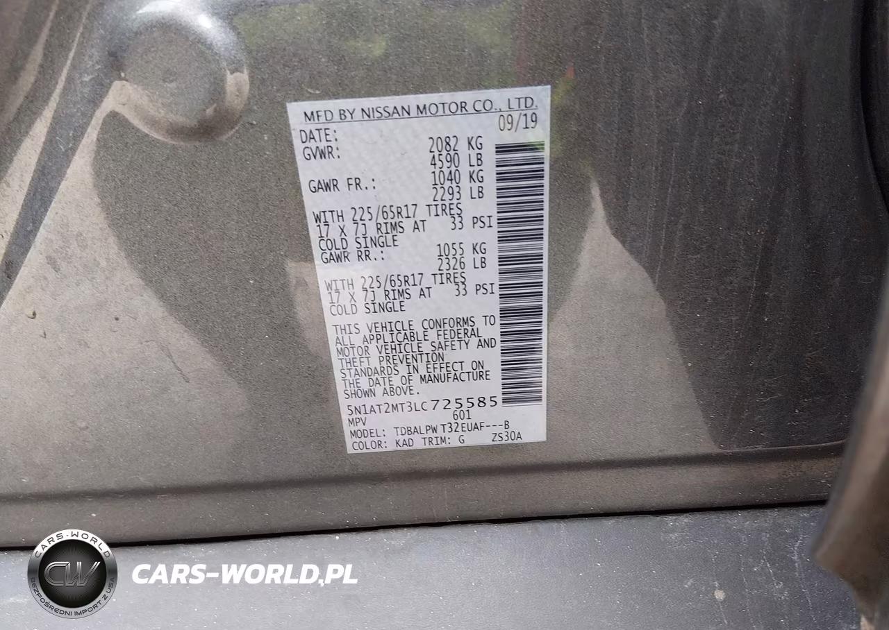 2020 Nissan Rogue S Fwd VIN:5N1AT2MT3LC725585 - 9