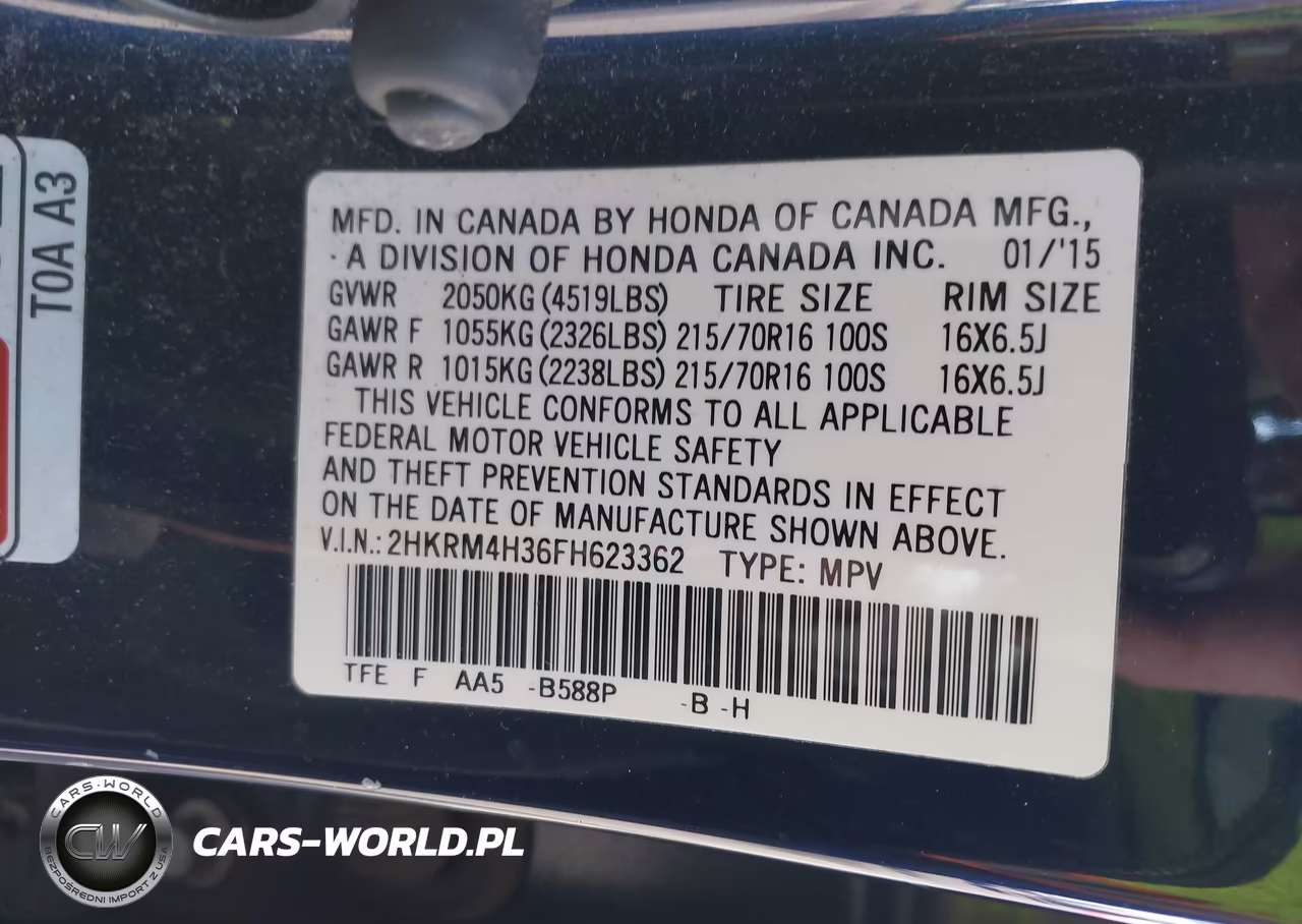 2015 Honda Cr-V Lx VIN:2HKRM4H36FH623362 - 9