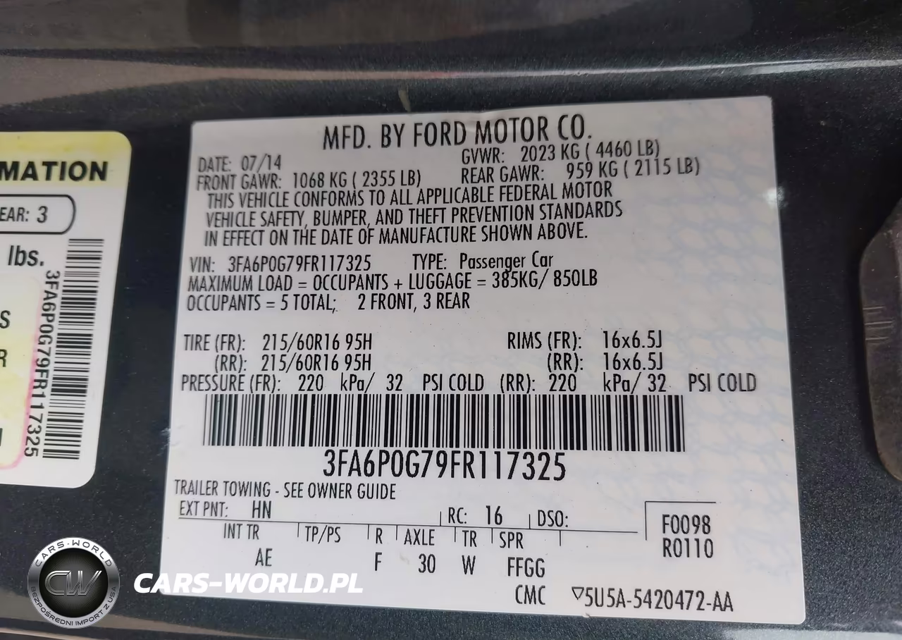 2015 Ford Fusion S VIN:3FA6P0G79FR117325 - 9
