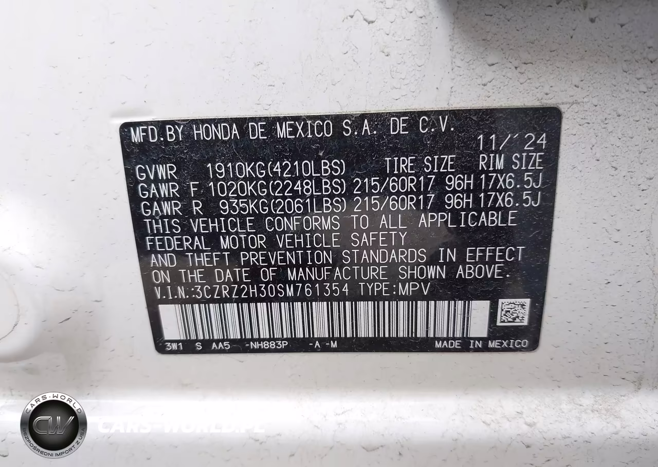 2025 Honda Hr-V Awd Lx VIN:3CZRZ2H30SM761354 - 9