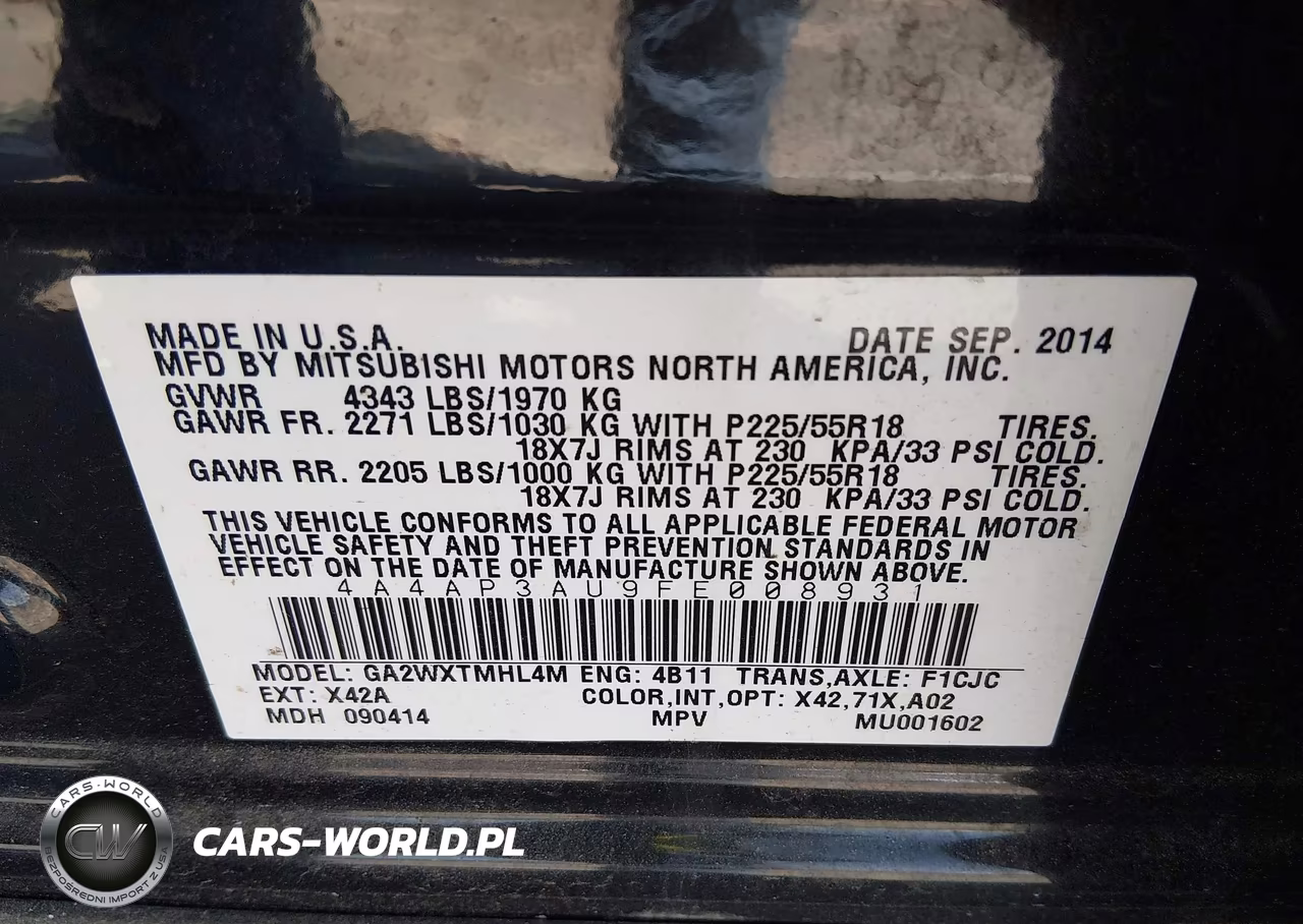 2015 Mitsubishi Outlander Sport Es VIN:4A4AP3AU9FE008931 - 9