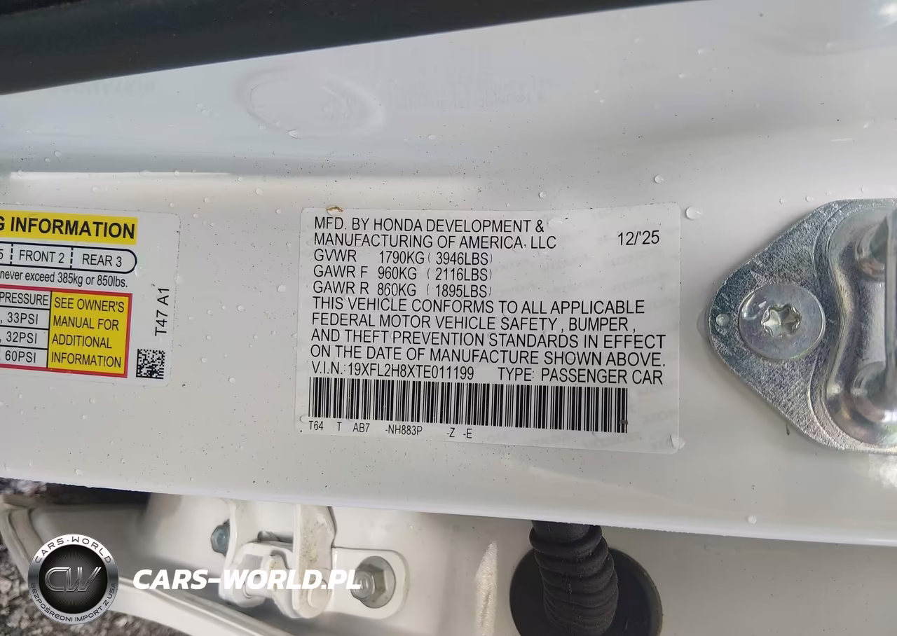 2026 Honda Civic Sport VIN:19XFL2H8XTE011199 - 9