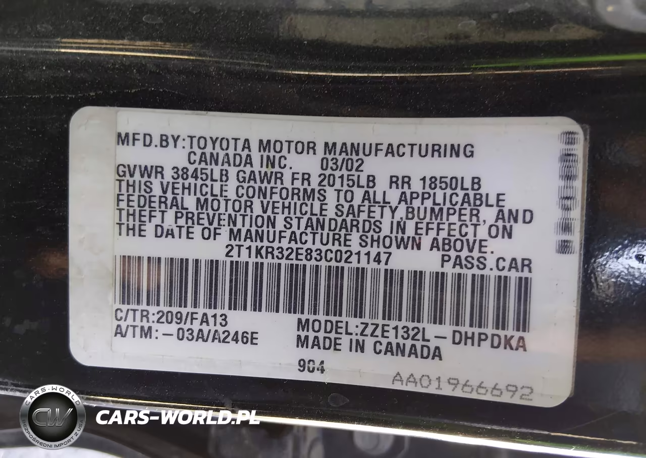 2003 Toyota Matrix Standard VIN:2T1KR32E83C021147 - 9