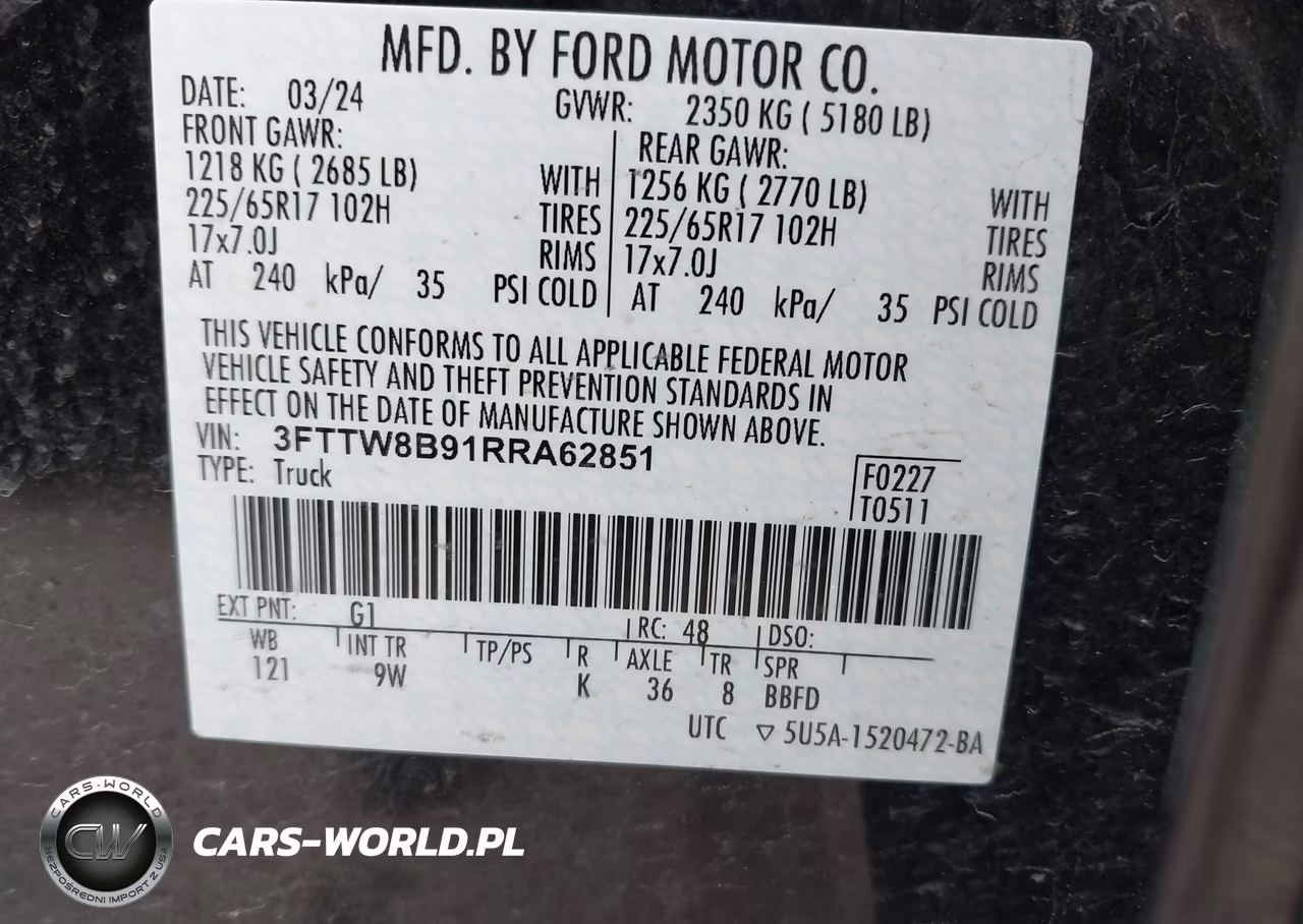 2024 Ford Maverick Xl VIN:3FTTW8B91RRA62851 - 9