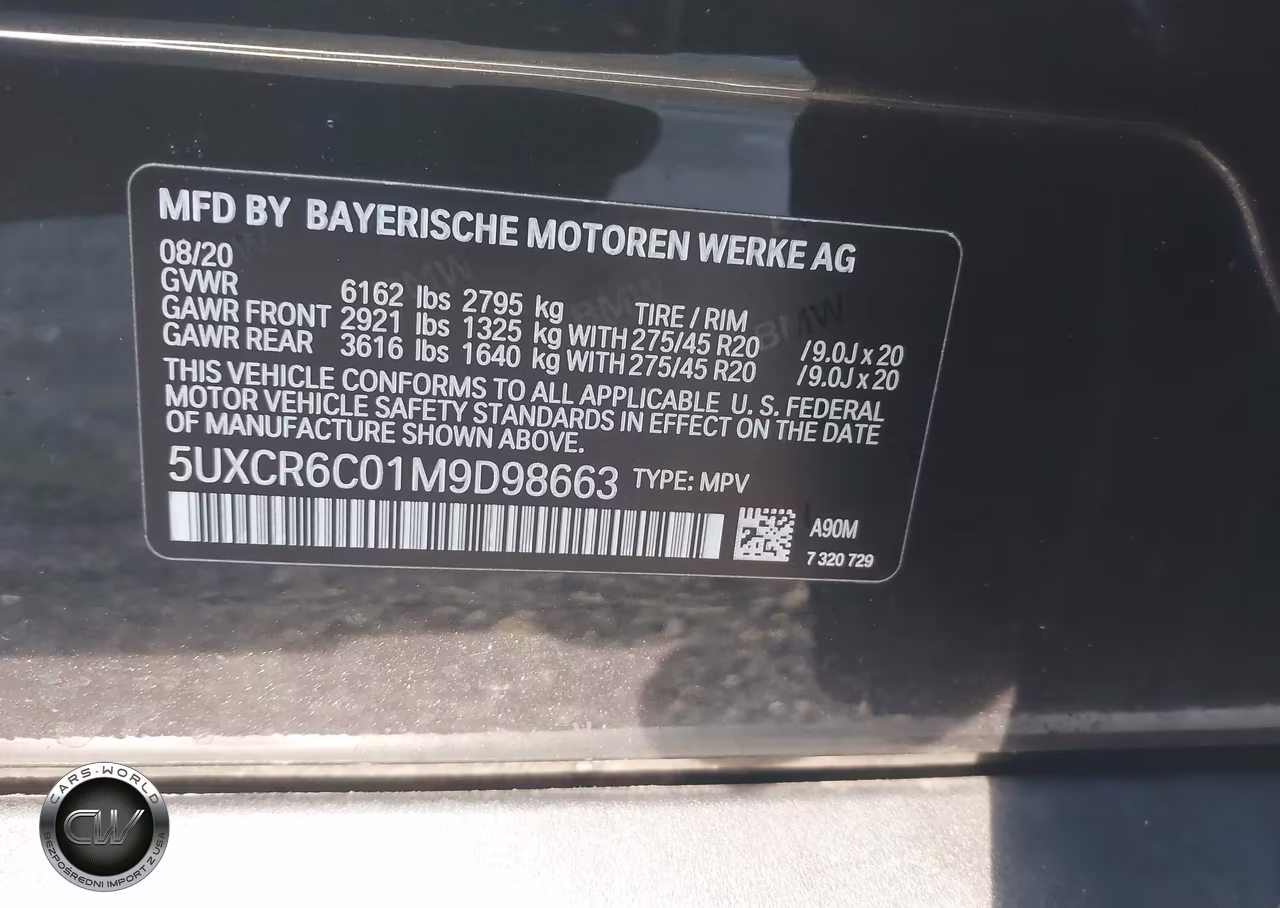 2021 BMW X5 xDrive40I VIN:5UXCR6C01M9D98663 - 9