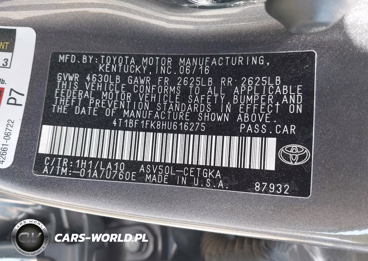 2017 Toyota Camry Xle VIN:4T1BF1FK8HU616275 - 9