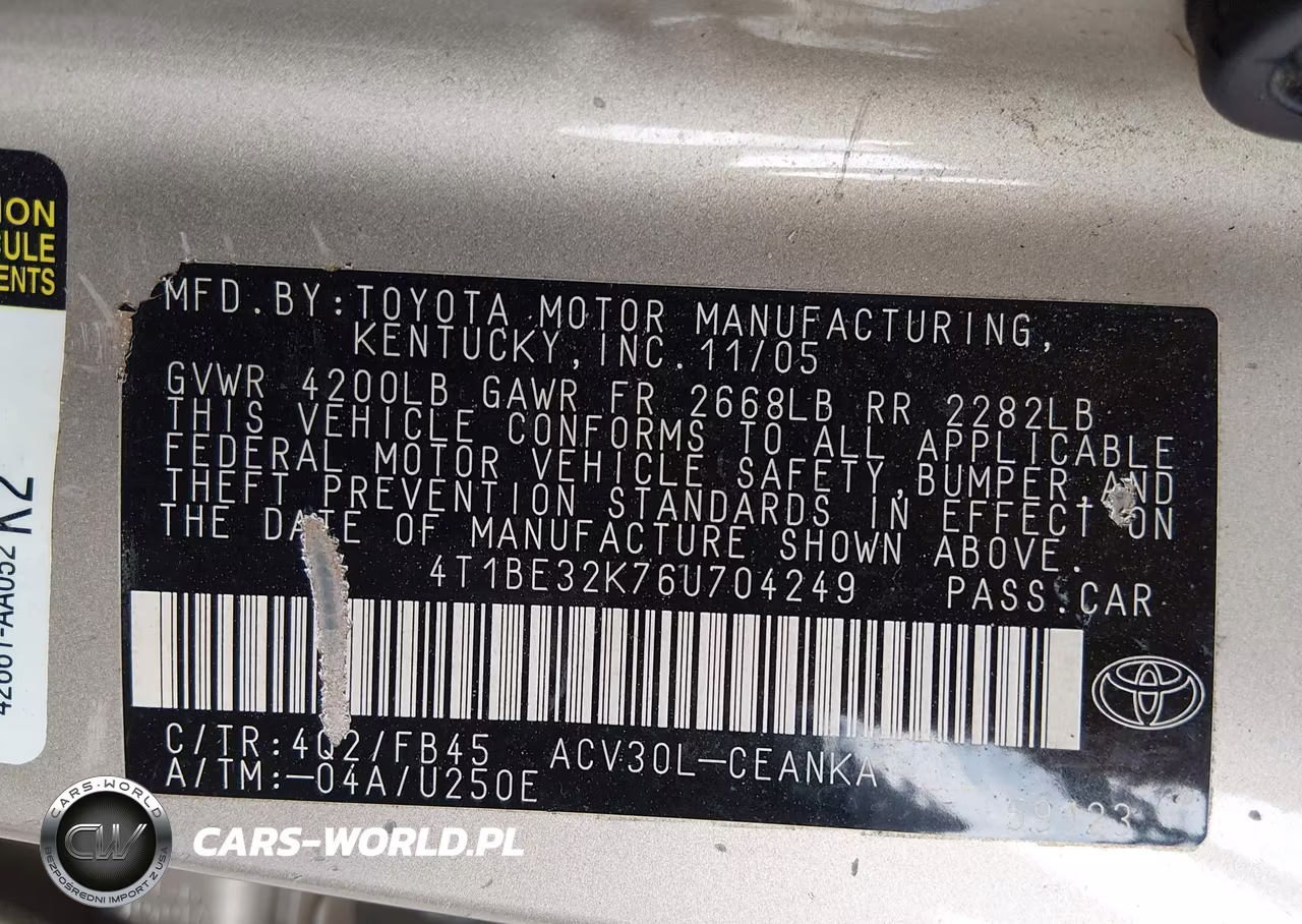 2006 Toyota Camry Le VIN:4T1BE32K76U704249 - 9