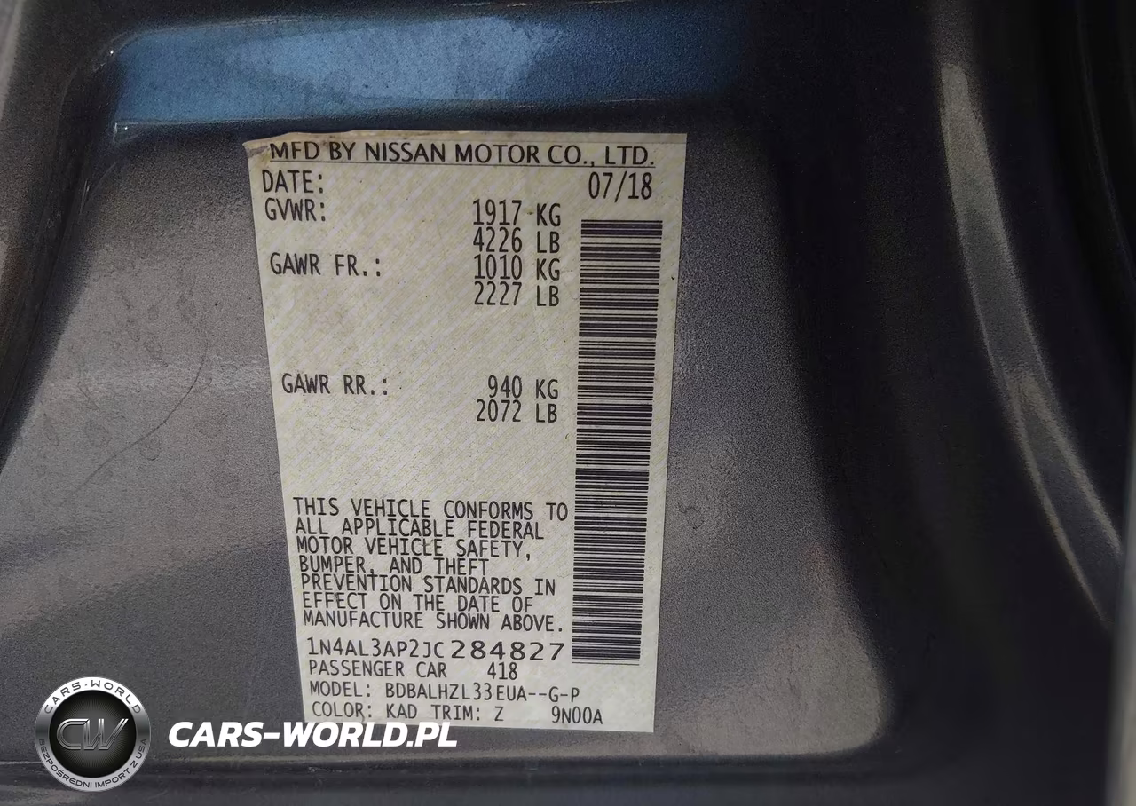 2018 Nissan Altima 2.5 Sr VIN:1N4AL3AP2JC284827 - 9