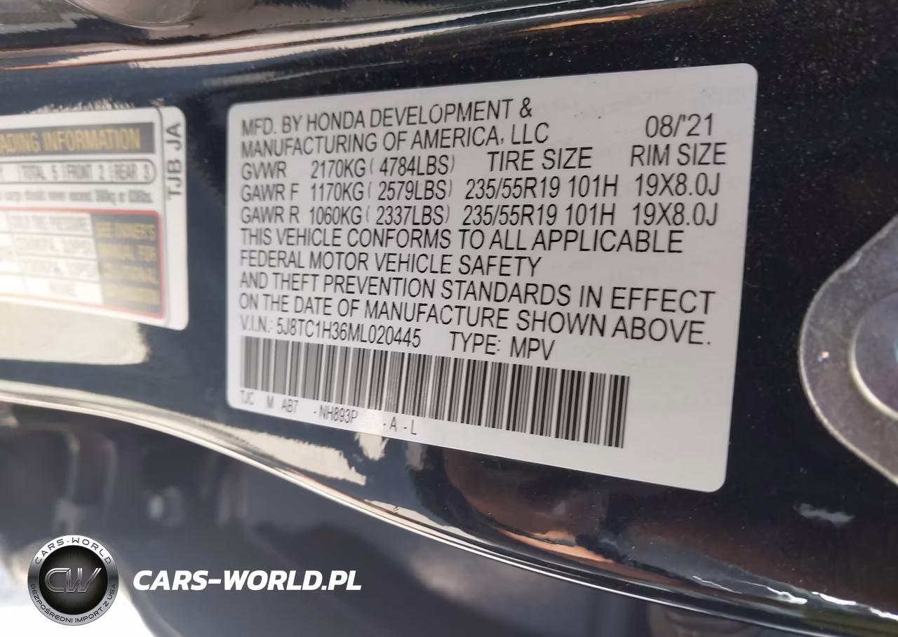 2021 Acura Rdx Standard VIN:5J8TC1H36ML020445 - 9