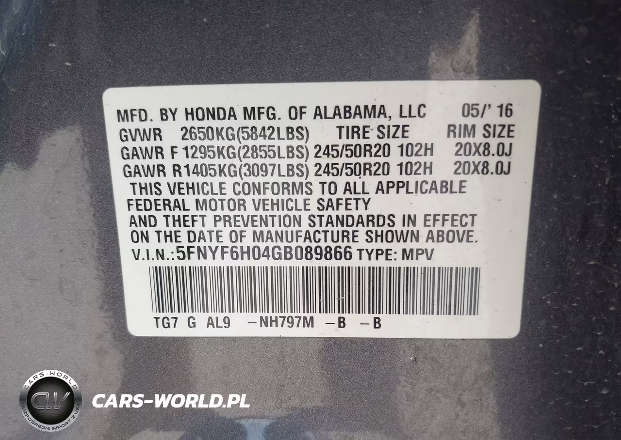 2016 Honda Pilot Elite VIN:5FNYF6H04GB089866 - 9