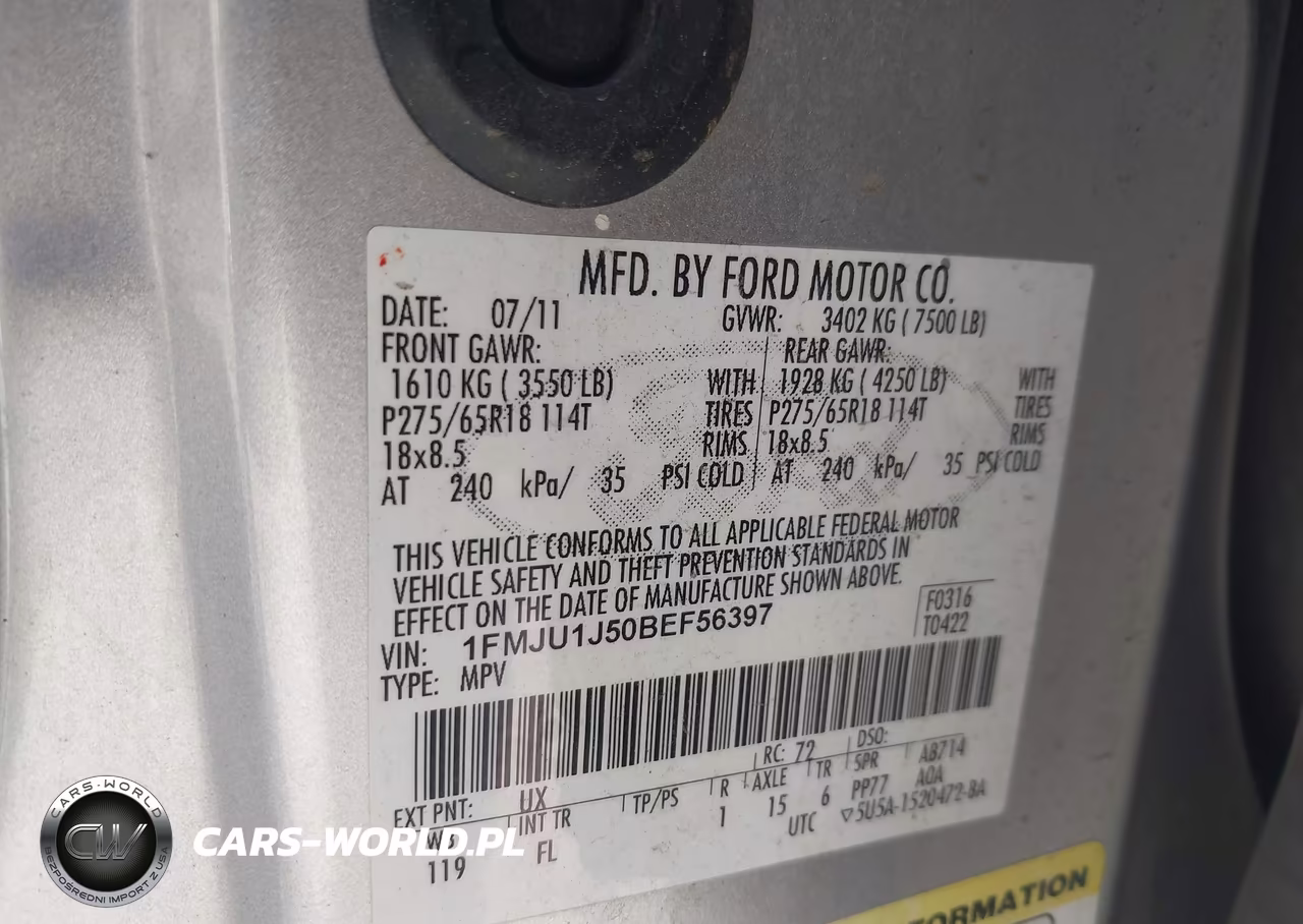 2011 Ford Expedition Xlt VIN:1FMJU1J50BEF56397 - 9
