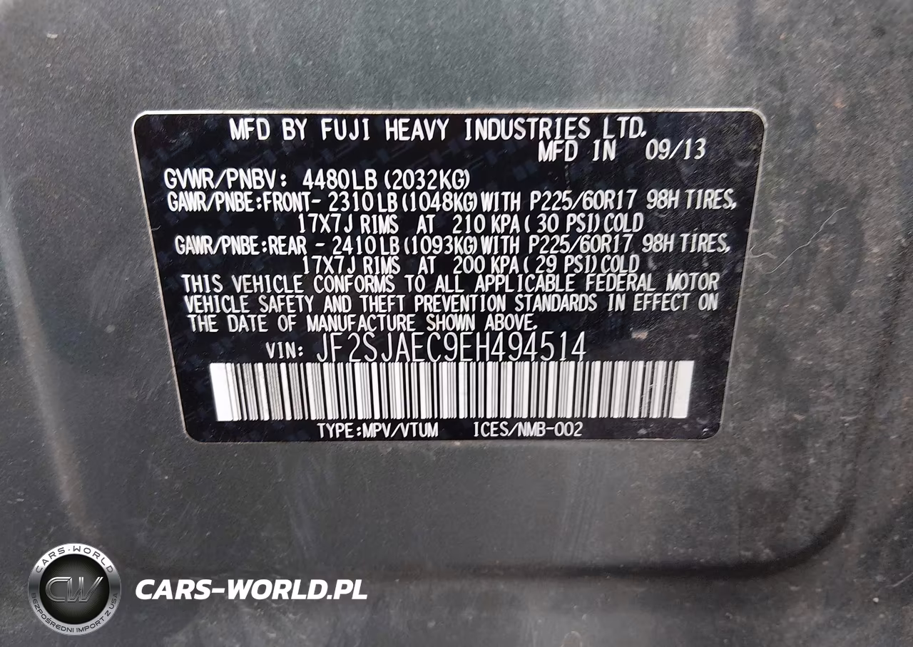 2014 Subaru Forester 2.5I Premium VIN:JF2SJAEC9EH494514 - 9