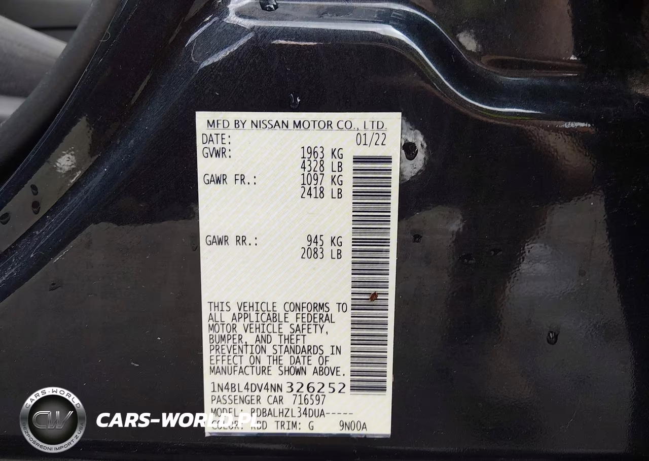 2022 Nissan Altima Sv Fwd VIN:1N4BL4DV4NN326252 - 9