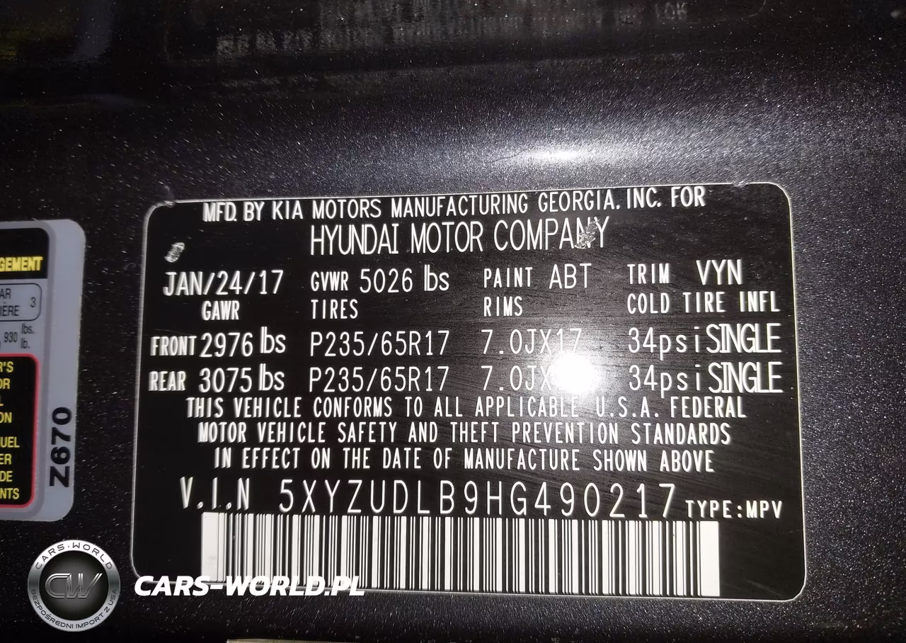 2017 Hyundai Santa Fe Sport 2.4L VIN:5XYZUDLB9HG490217 - 9