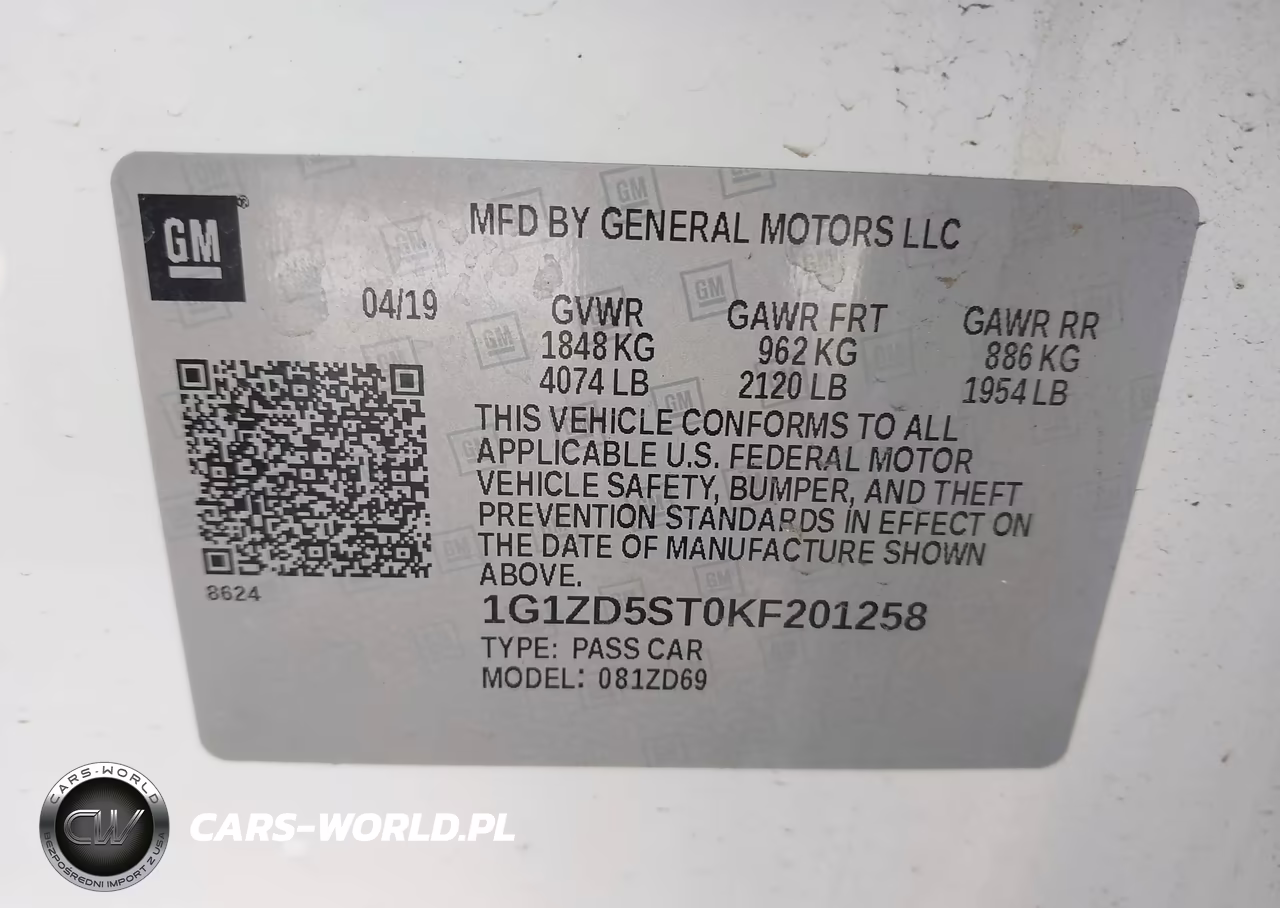 2019 Chevrolet Malibu Lt VIN:1G1ZD5ST0KF201258 - 9