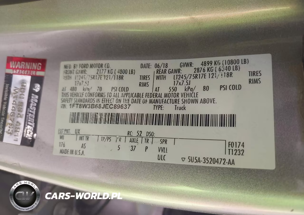 2018 Ford F-350 Xl VIN:1FT8W3B68JEC89637 - 9